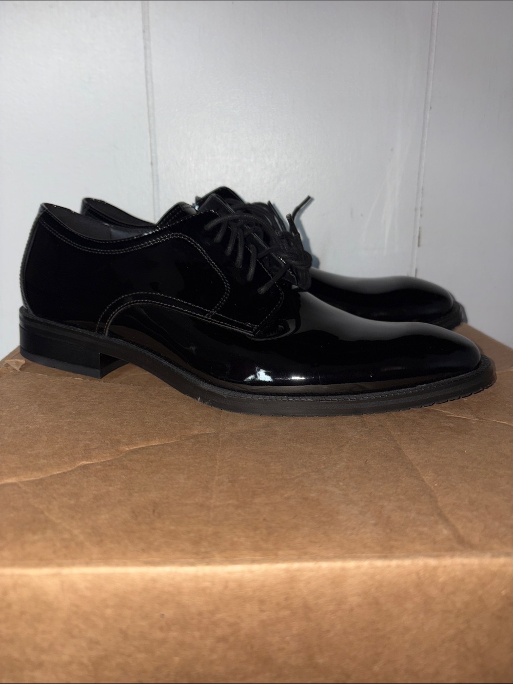 Cole Haan Black Patent Leather Derby Shoes size .5M